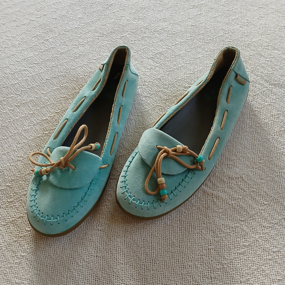 vans ♡ leather mocassins boho 6.5 beach coastal southwestern festival surf 90s